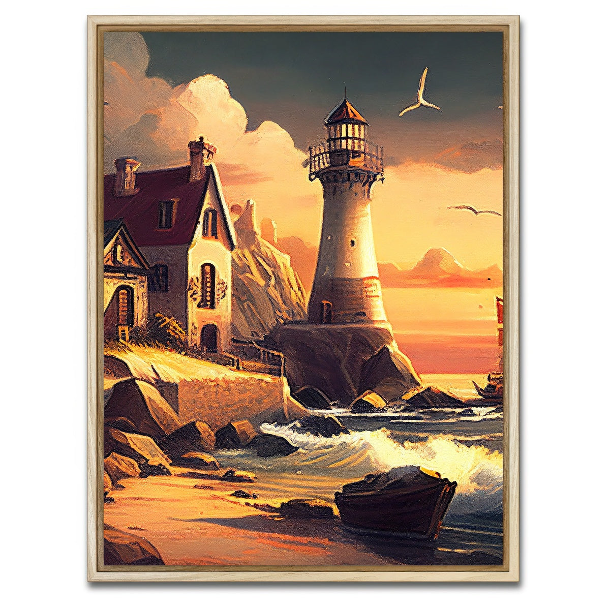 AUTO-MOCKUP WHITE | Morning by the Lighthouse | 1 Piece | Natural Framed Canvas | group=3x4