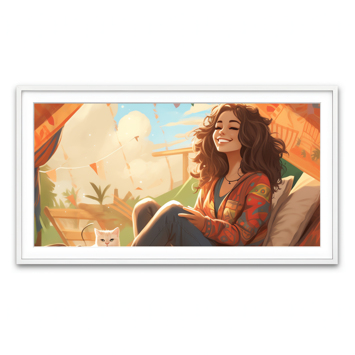 Framed Print 2x1 White