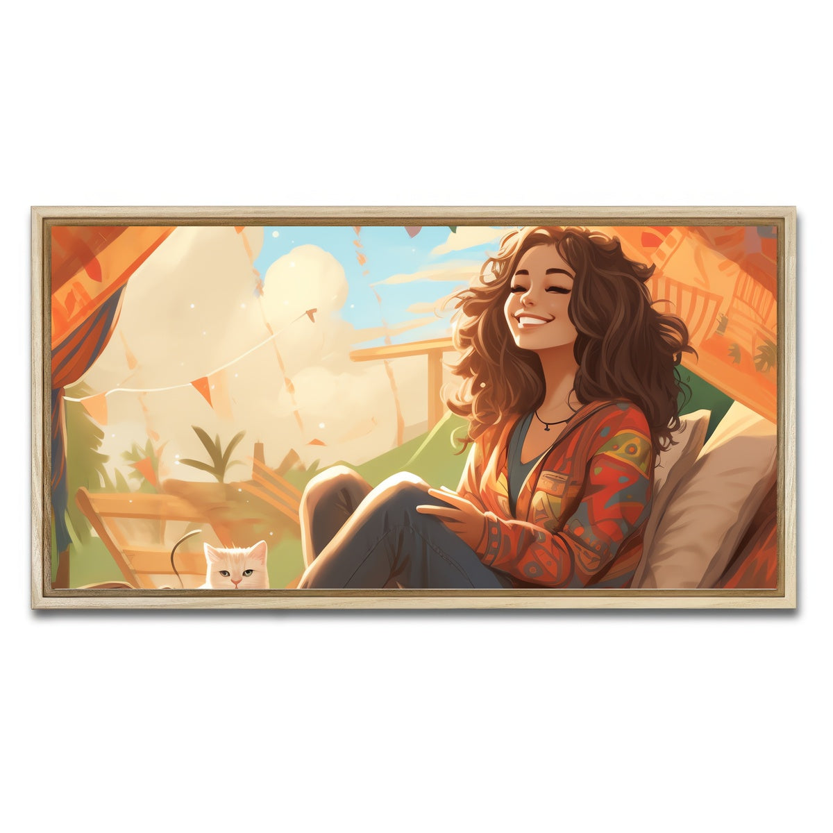 AUTO-MOCKUP WHITE | Morning hippie style routine | 1 Piece | Natural Framed Canvas | group=2x1