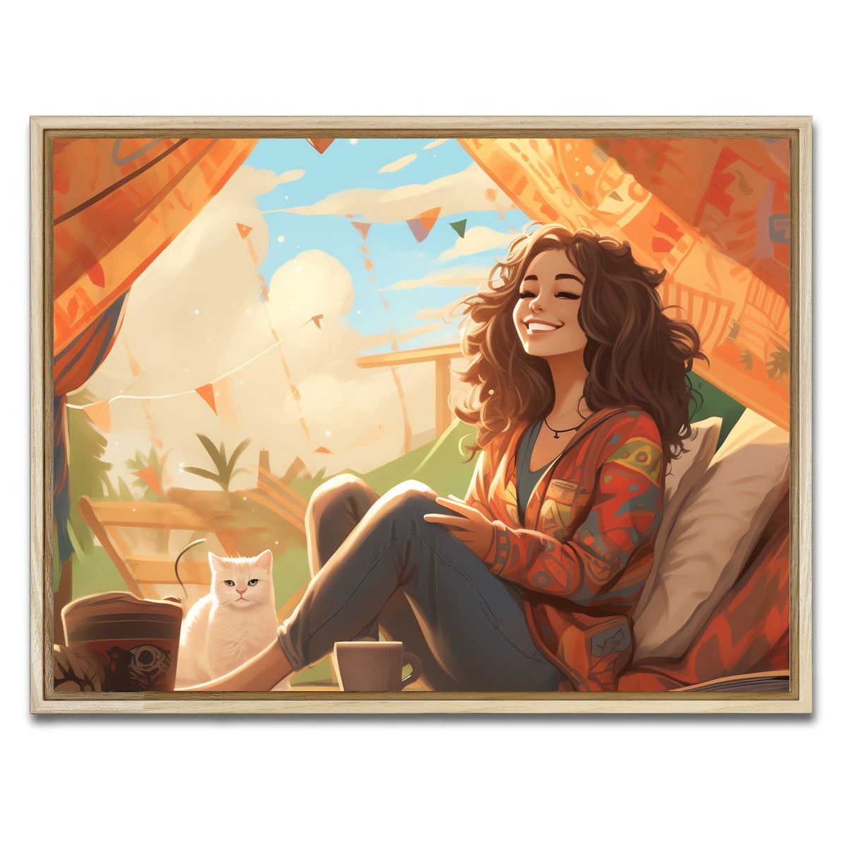 AUTO-MOCKUP WHITE | Morning hippie style routine | 1 Piece | Natural Framed Canvas | group=4x3