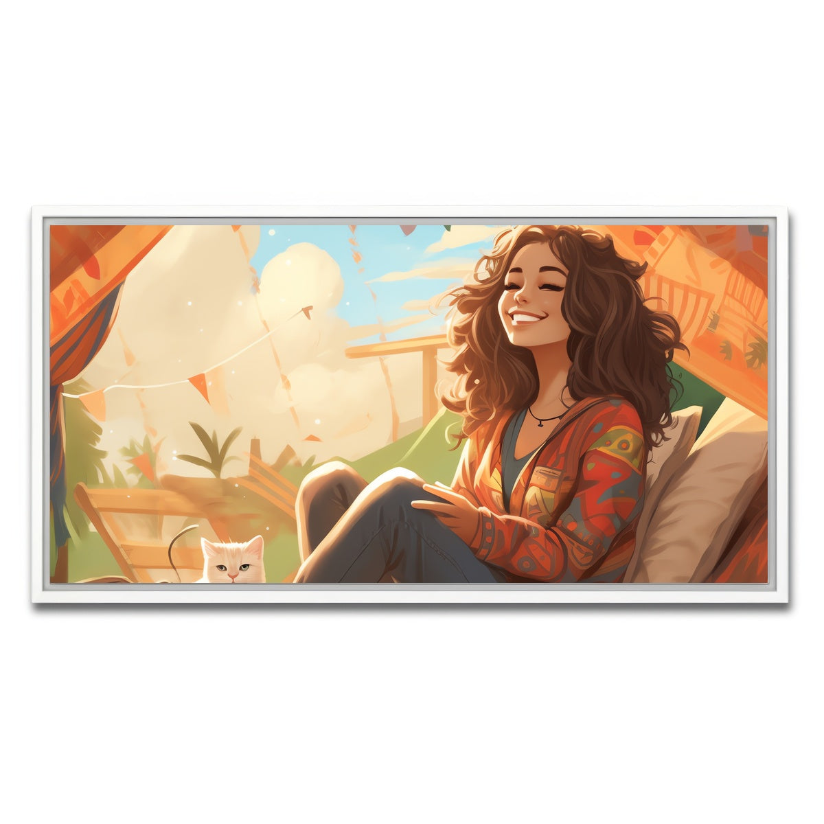 AUTO-MOCKUP WHITE | Morning hippie style routine | 1 Piece | White Framed Canvas | group=2x1