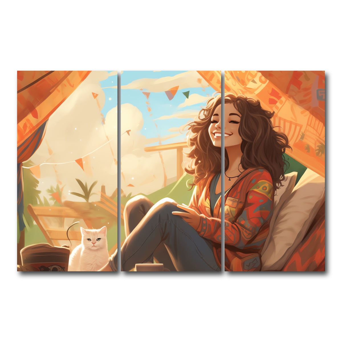 AUTO-MOCKUP WHITE | Morning hippie style routine | 3 Piece | Gallery Wrap Canvas | group=12x24