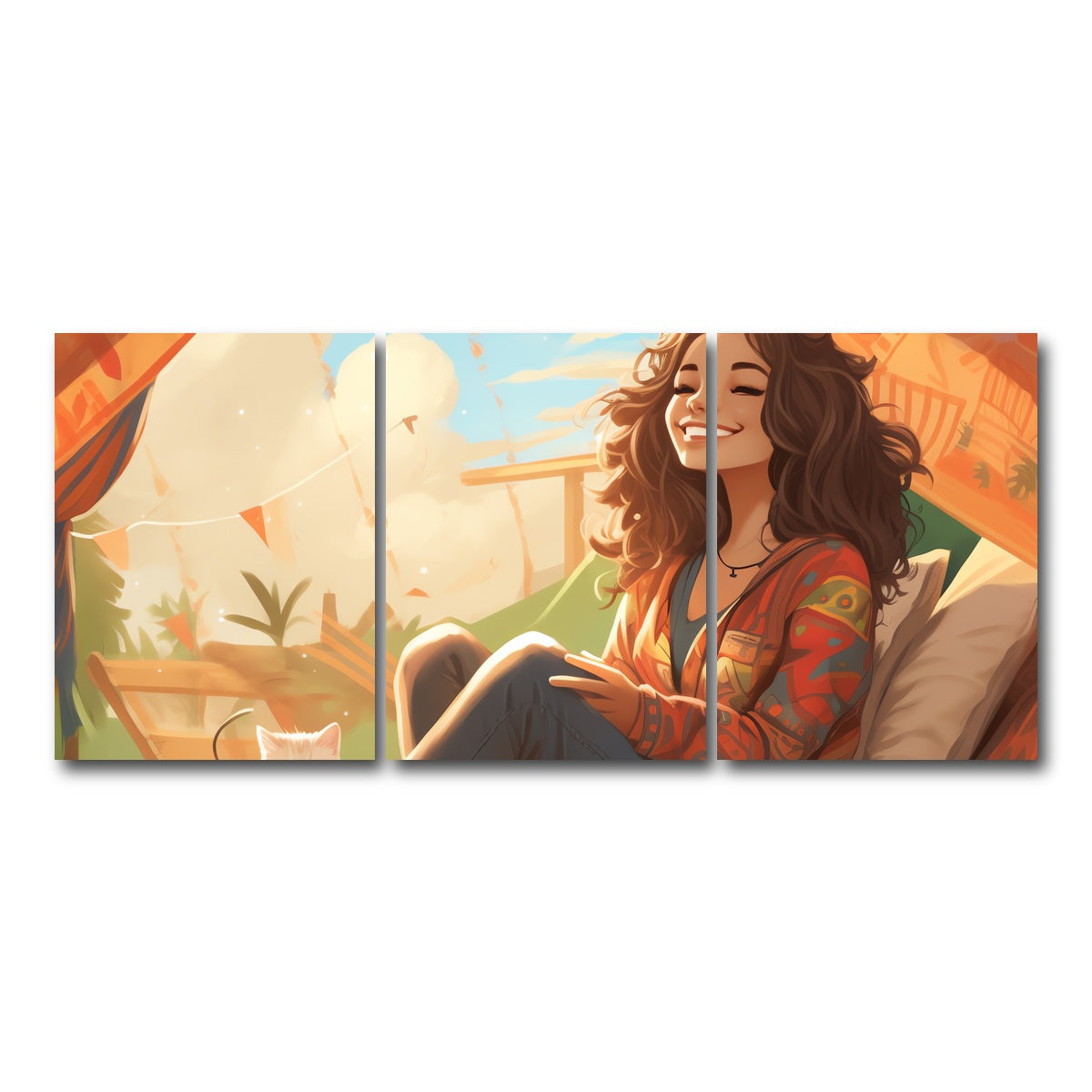 AUTO-MOCKUP WHITE | Morning hippie style routine | 3 Piece | Gallery Wrap Canvas | group=18x24