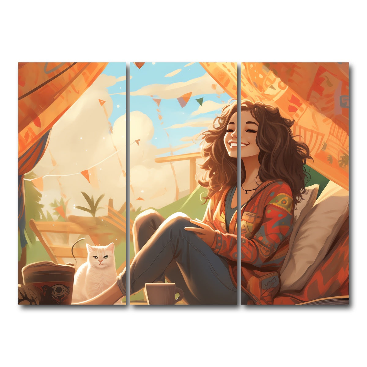 AUTO-MOCKUP WHITE | Morning hippie style routine | 3 Piece | Gallery Wrap Canvas | group=8x18