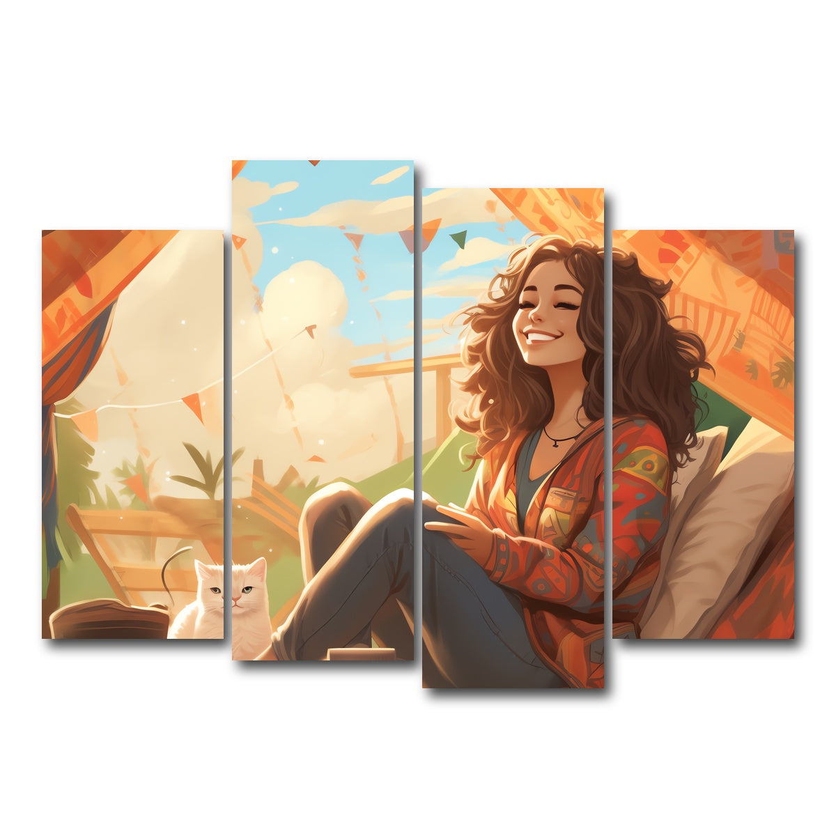 AUTO-MOCKUP WHITE | Morning hippie style routine | 4 Piece | Gallery Wrap Canvas | group=4_normal