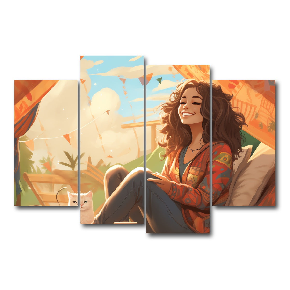 AUTO-MOCKUP WHITE | Morning hippie style routine | 4 Piece | Gallery Wrap Canvas | group=4_short