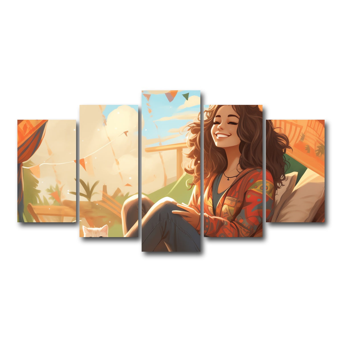 AUTO-MOCKUP WHITE | Morning hippie style routine | 5 Piece | Gallery Wrap Canvas | group=5_normal