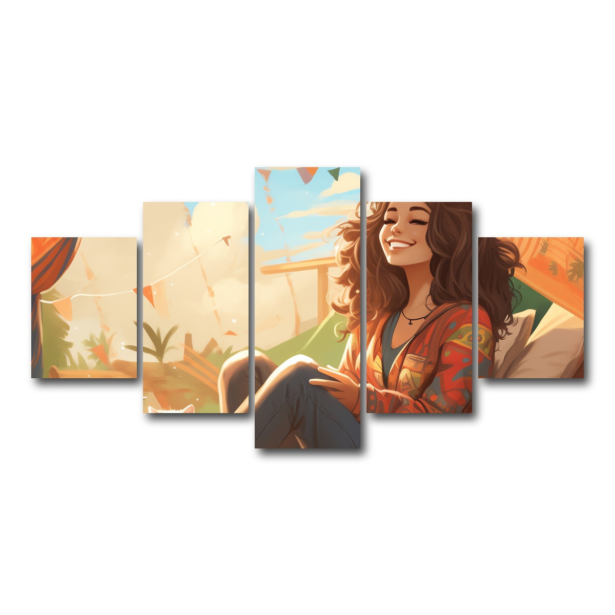 AUTO-MOCKUP WHITE | Morning hippie style routine | 5 Piece | Gallery Wrap Canvas | group=5_short