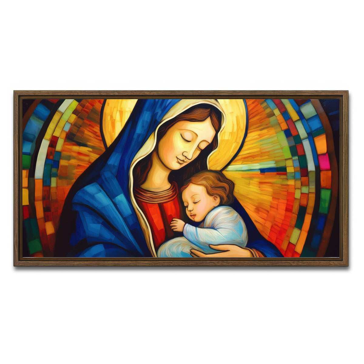 AUTO-MOCKUP WHITE | Mother God Mary | 1 Piece | Walnut Framed Canvas | group=2x1