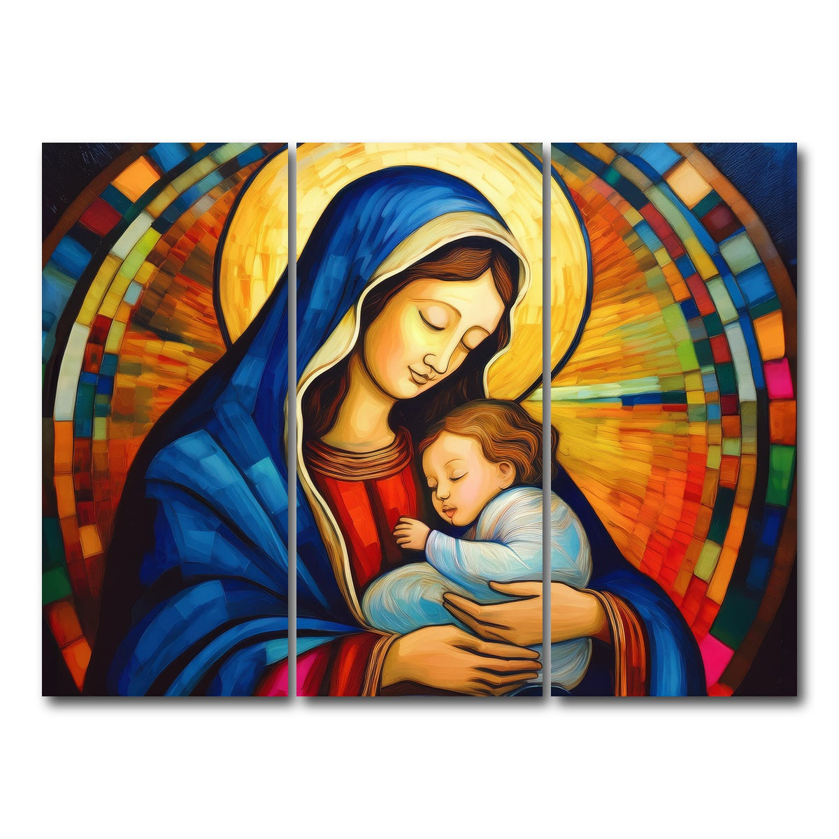 AUTO-MOCKUP WHITE | Mother God Mary | 3 Piece | Gallery Wrap Canvas | group=8x18