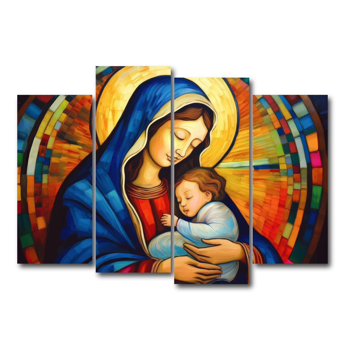 AUTO-MOCKUP WHITE | Mother God Mary | 4 Piece | Gallery Wrap Canvas | group=4_normal