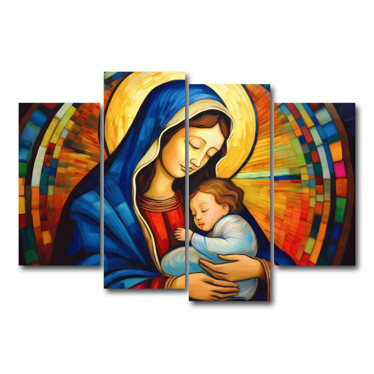 AUTO-MOCKUP WHITE | Mother God Mary | 4 Piece | Gallery Wrap Canvas | group=4_short