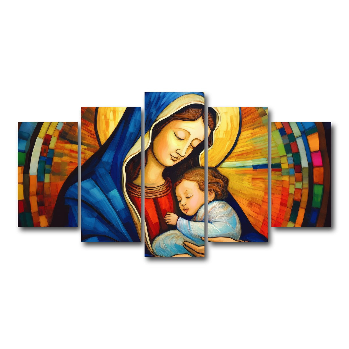 AUTO-MOCKUP WHITE | Mother God Mary | 5 Piece | Gallery Wrap Canvas | group=5_normal