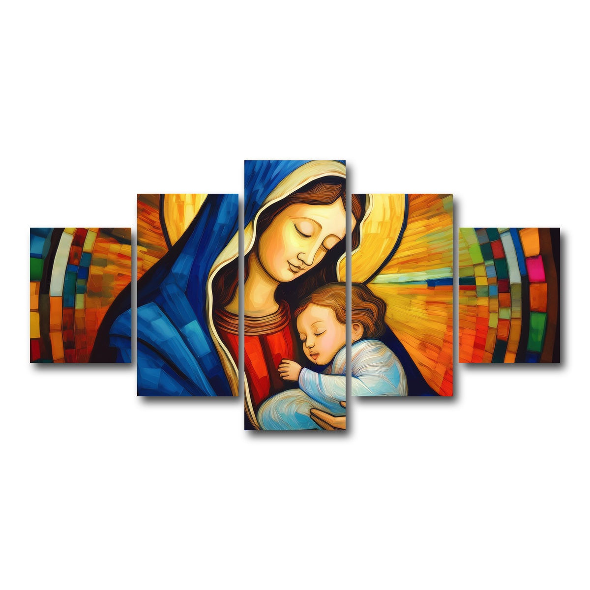 AUTO-MOCKUP WHITE | Mother God Mary | 5 Piece | Gallery Wrap Canvas | group=5_short
