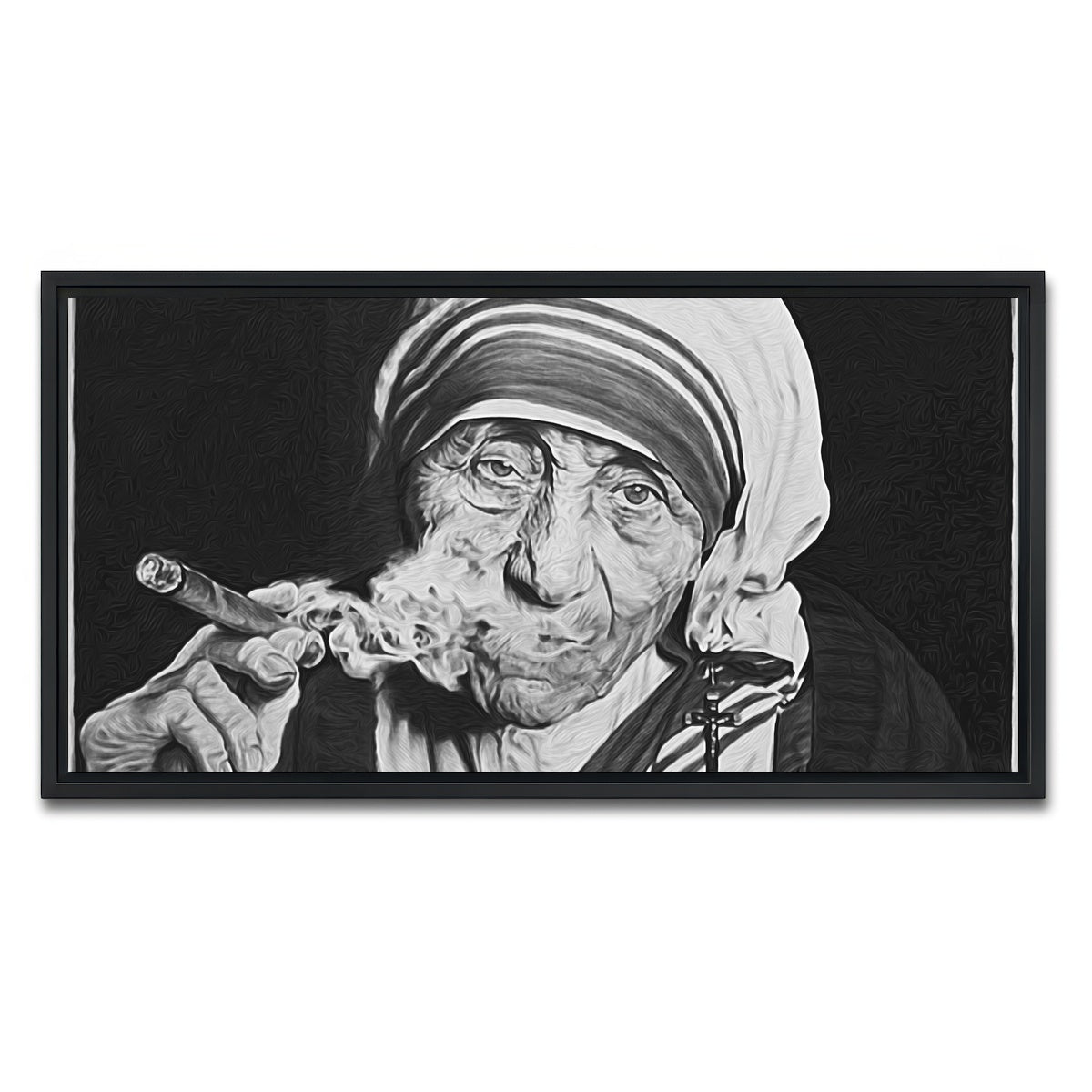 AUTO-MOCKUP WHITE | Mother Teresa | 1 Piece | Black Framed Canvas | group=2x1