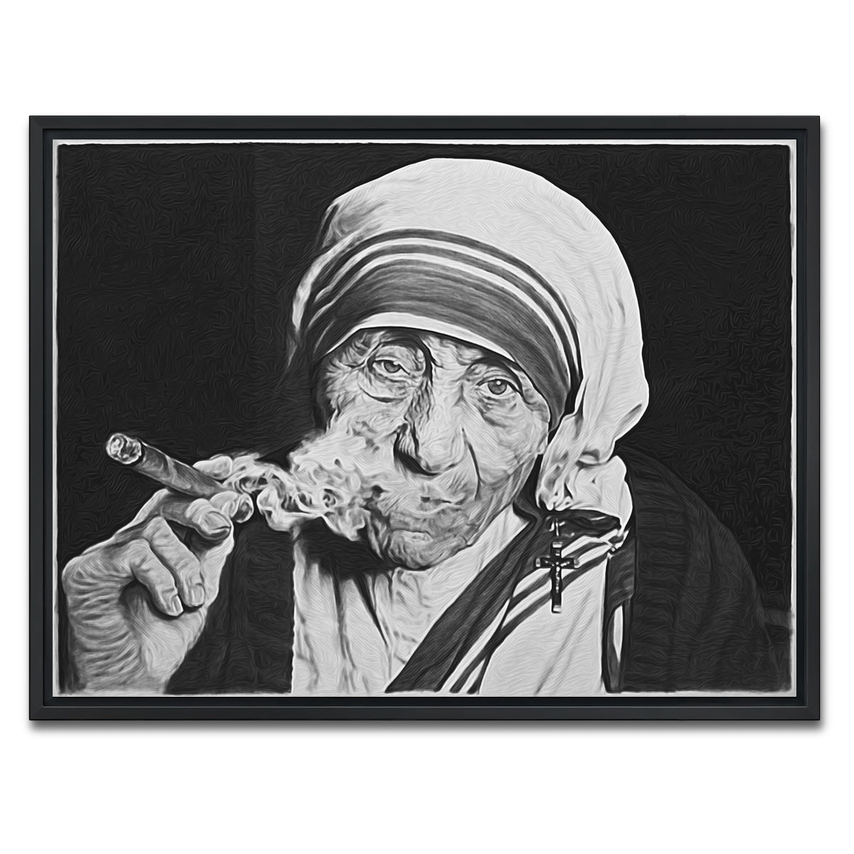 AUTO-MOCKUP WHITE | Mother Teresa | 1 Piece | Black Framed Canvas | group=4x3