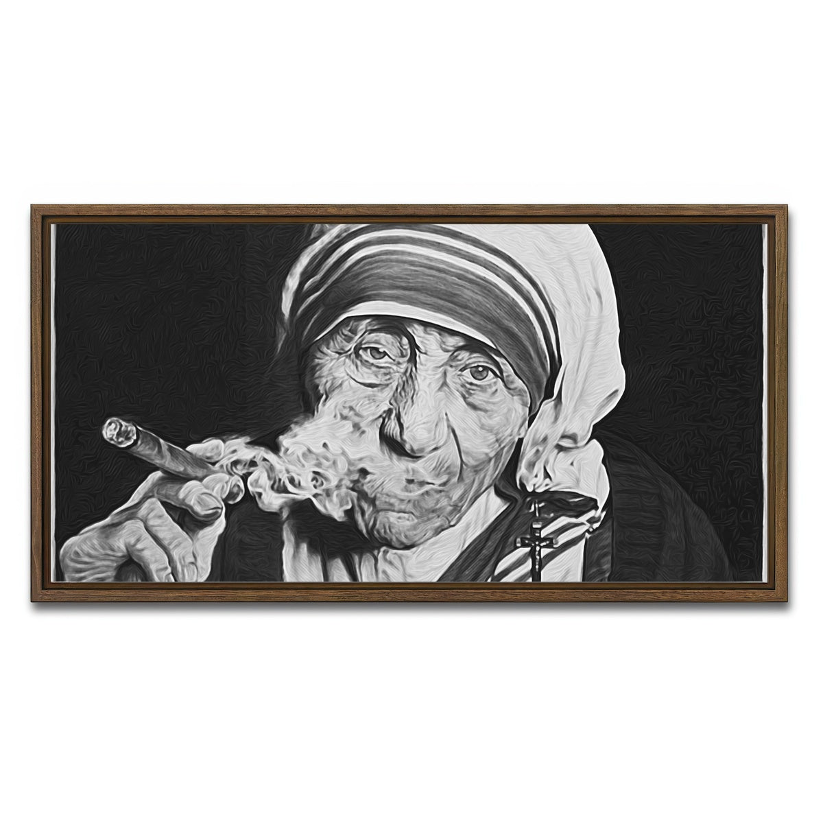 AUTO-MOCKUP WHITE | Mother Teresa | 1 Piece | Walnut Framed Canvas | group=2x1