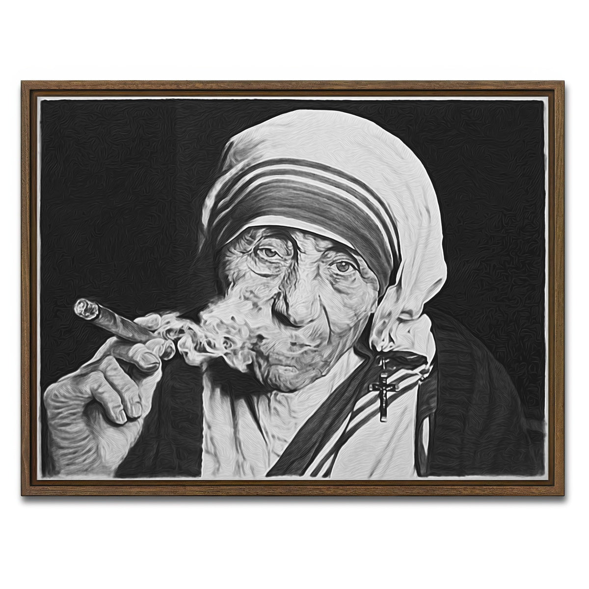 AUTO-MOCKUP WHITE | Mother Teresa | 1 Piece | Walnut Framed Canvas | group=4x3