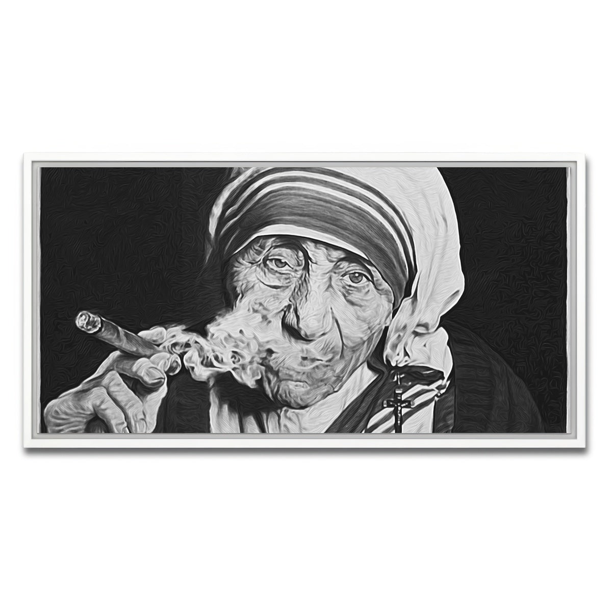 AUTO-MOCKUP WHITE | Mother Teresa | 1 Piece | White Framed Canvas | group=2x1