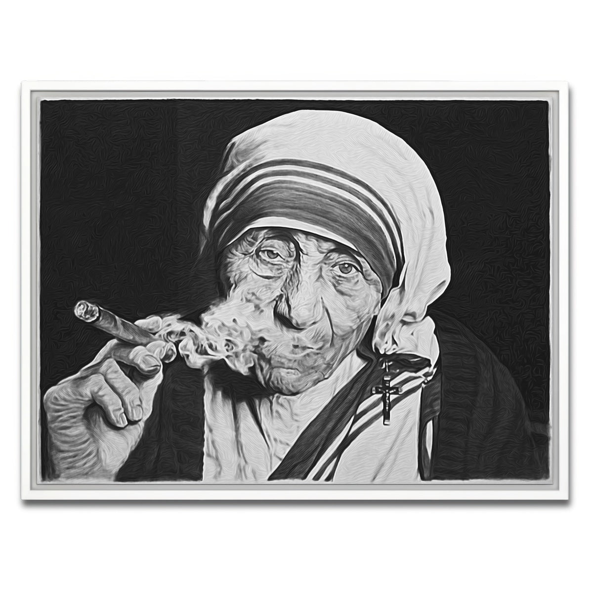 AUTO-MOCKUP WHITE | Mother Teresa | 1 Piece | White Framed Canvas | group=4x3