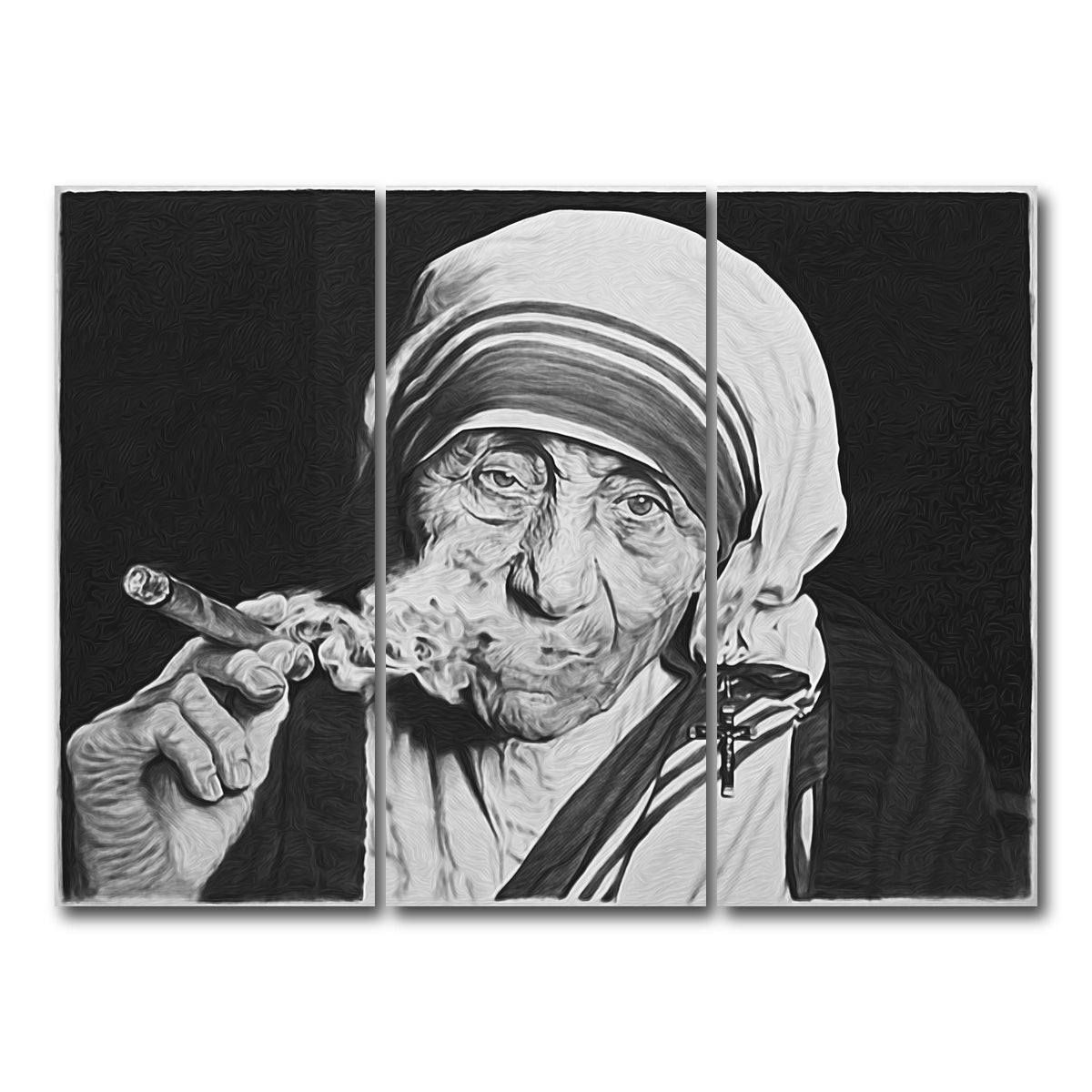 AUTO-MOCKUP WHITE | Mother Teresa | 3 Piece | Gallery Wrap Canvas | group=8x18