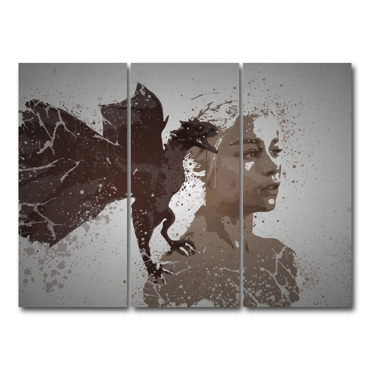 AUTO-MOCKUP WHITE | Mother of Dragons Splatter | 3 Piece | Gallery Wrap Canvas | group=8x18