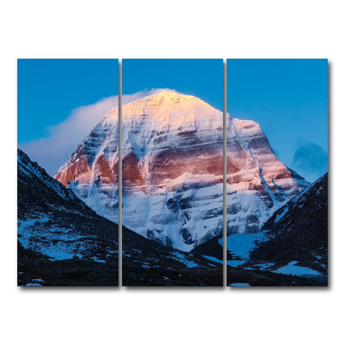 AUTO-MOCKUP WHITE | Mount Kailash - Tibet | 3 Piece | Gallery Wrap Canvas | group=8x18