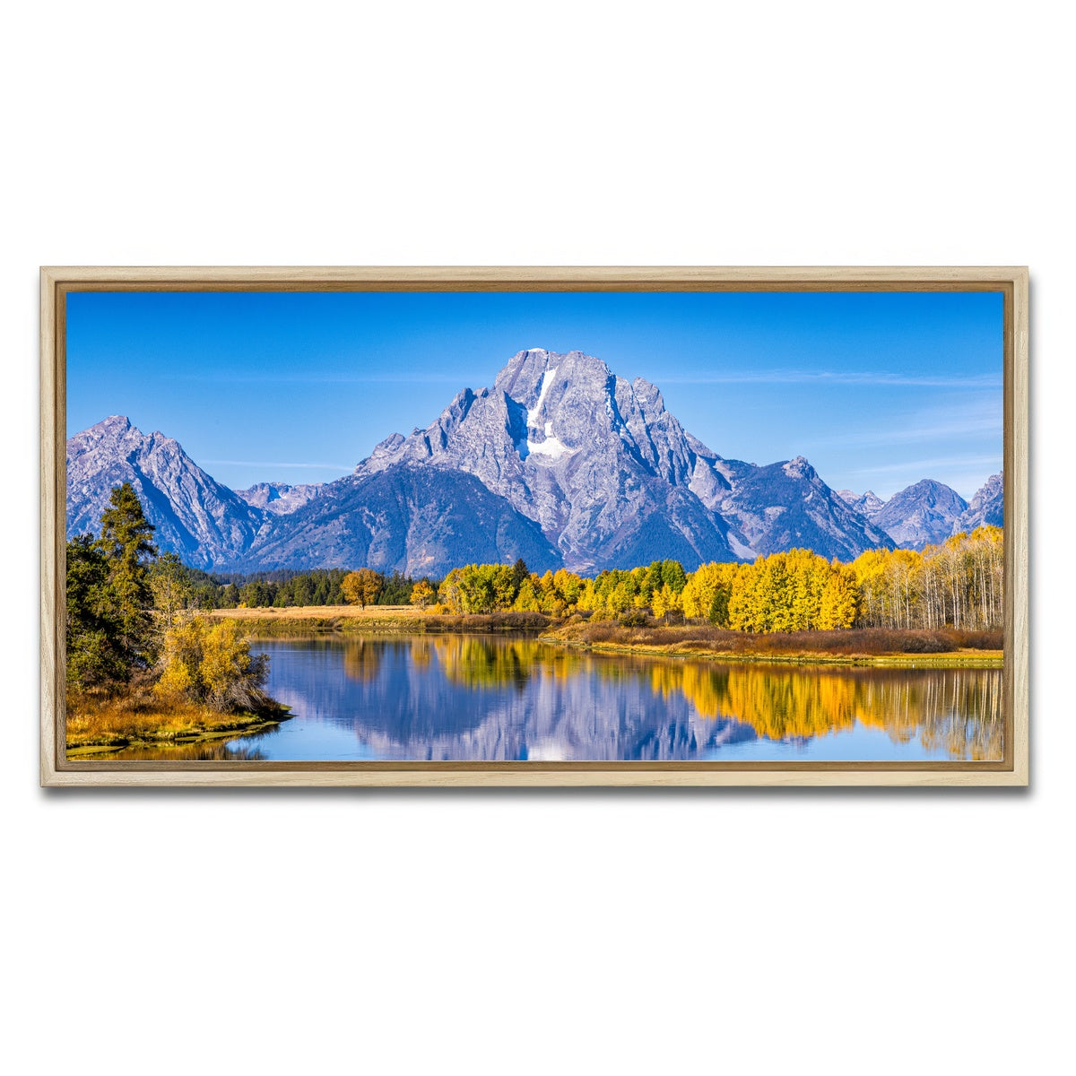 AUTO-MOCKUP WHITE | Mount Moran and Reflections | 1 Piece | Natural Framed Canvas | group=2x1