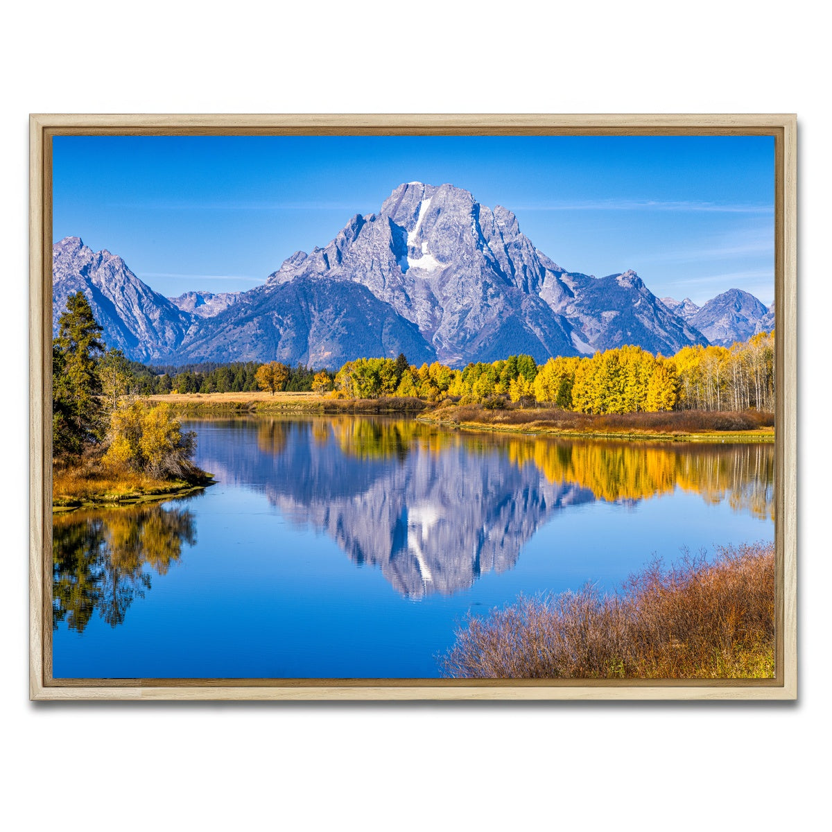 AUTO-MOCKUP WHITE | Mount Moran and Reflections | 1 Piece | Natural Framed Canvas | group=4x3