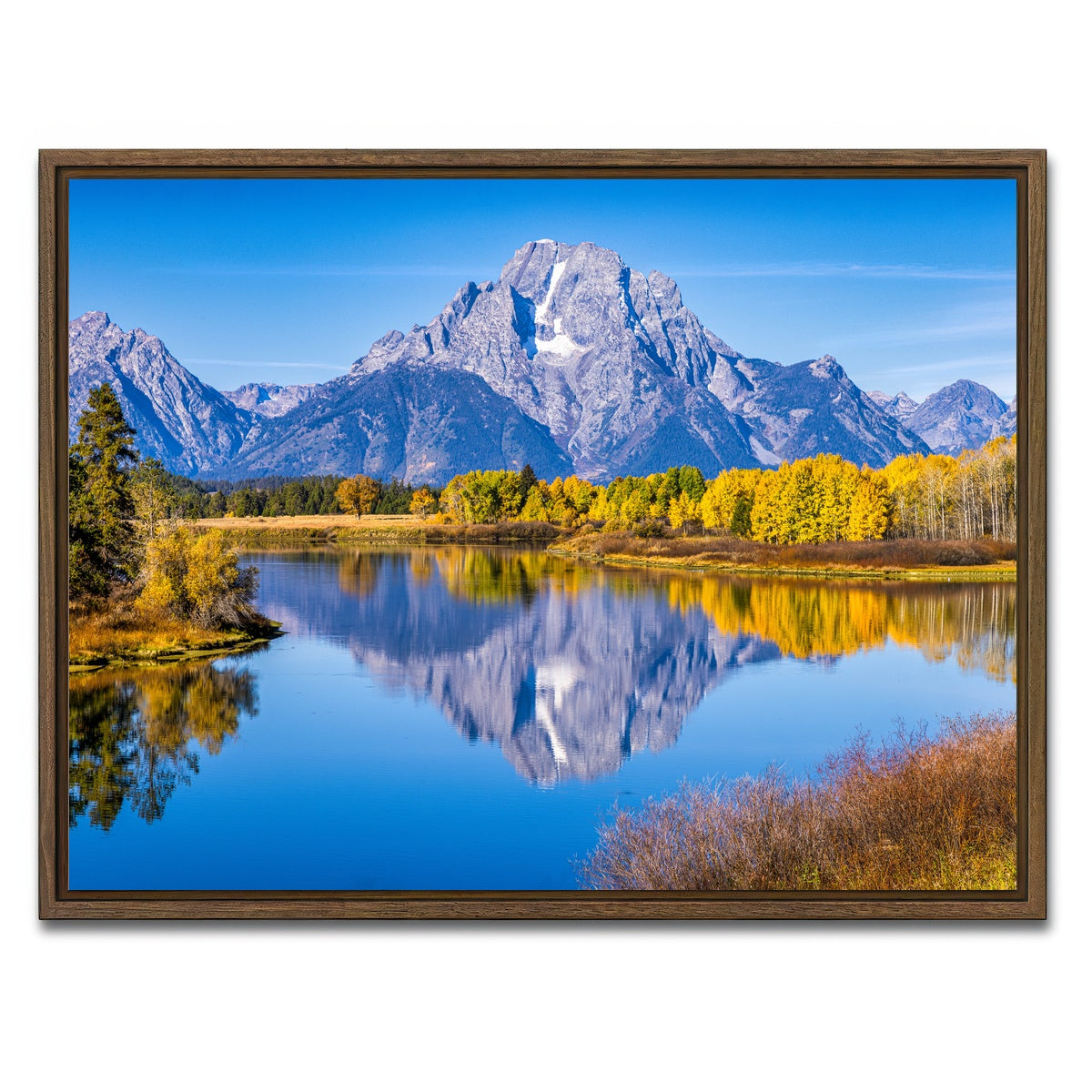 AUTO-MOCKUP WHITE | Mount Moran and Reflections | 1 Piece | Walnut Framed Canvas | group=4x3