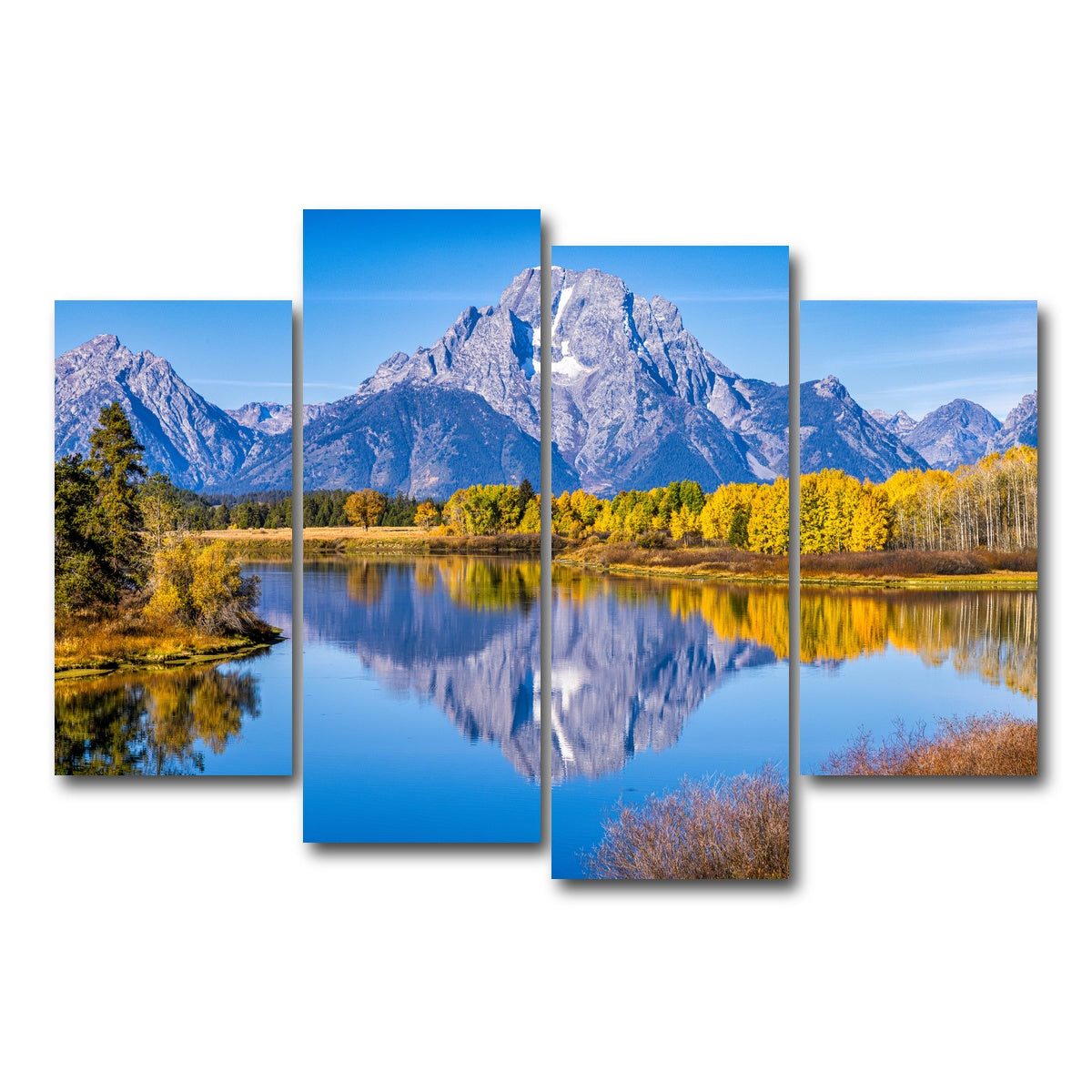 AUTO-MOCKUP WHITE | Mount Moran and Reflections | 4 Piece | Gallery Wrap Canvas | group=4_short
