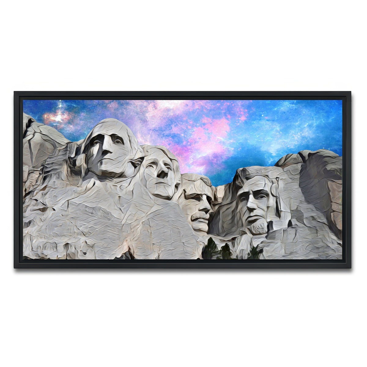 AUTO-MOCKUP WHITE | Mount Rushmore Abstract | 1 Piece | Black Framed Canvas | group=2x1