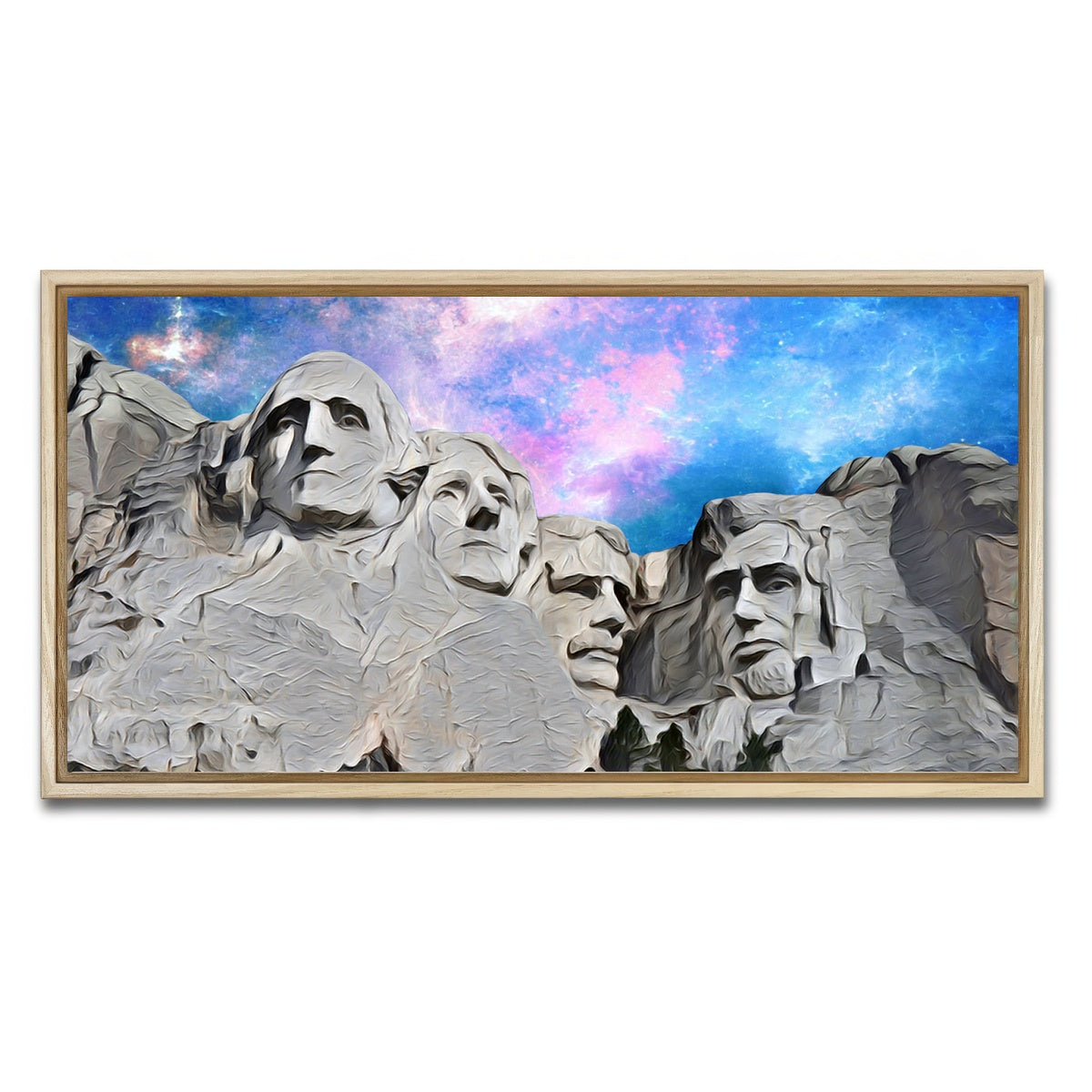 AUTO-MOCKUP WHITE | Mount Rushmore Abstract | 1 Piece | Natural Framed Canvas | group=2x1