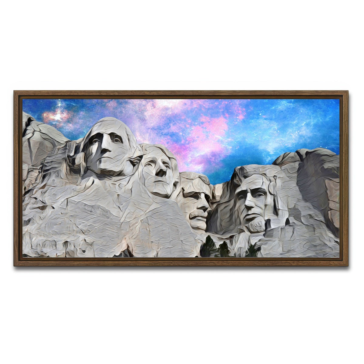 AUTO-MOCKUP WHITE | Mount Rushmore Abstract | 1 Piece | Walnut Framed Canvas | group=2x1