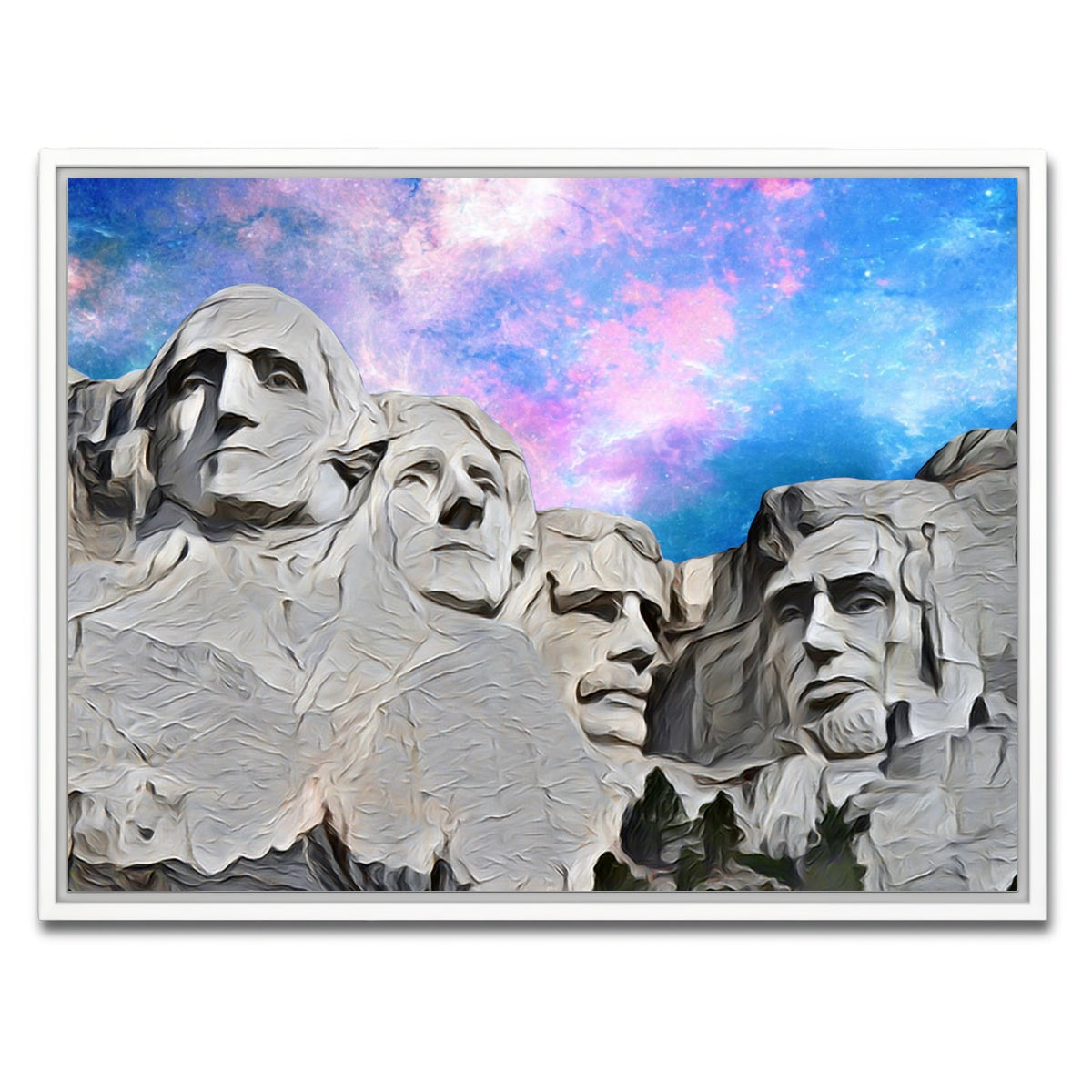 AUTO-MOCKUP WHITE | Mount Rushmore Abstract | 1 Piece | White Framed Canvas | group=4x3