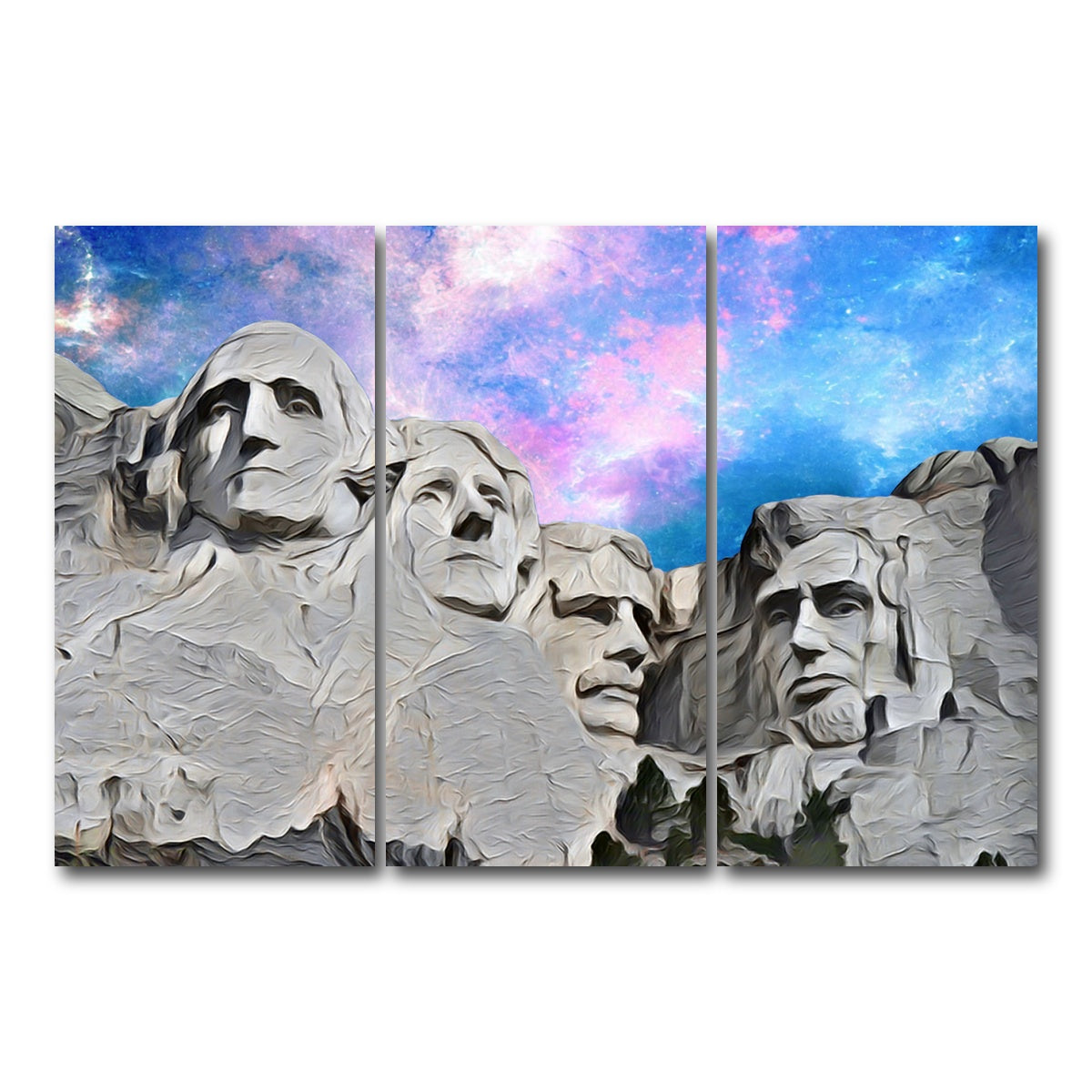 AUTO-MOCKUP WHITE | Mount Rushmore Abstract | 3 Piece | Gallery Wrap Canvas | group=12x24