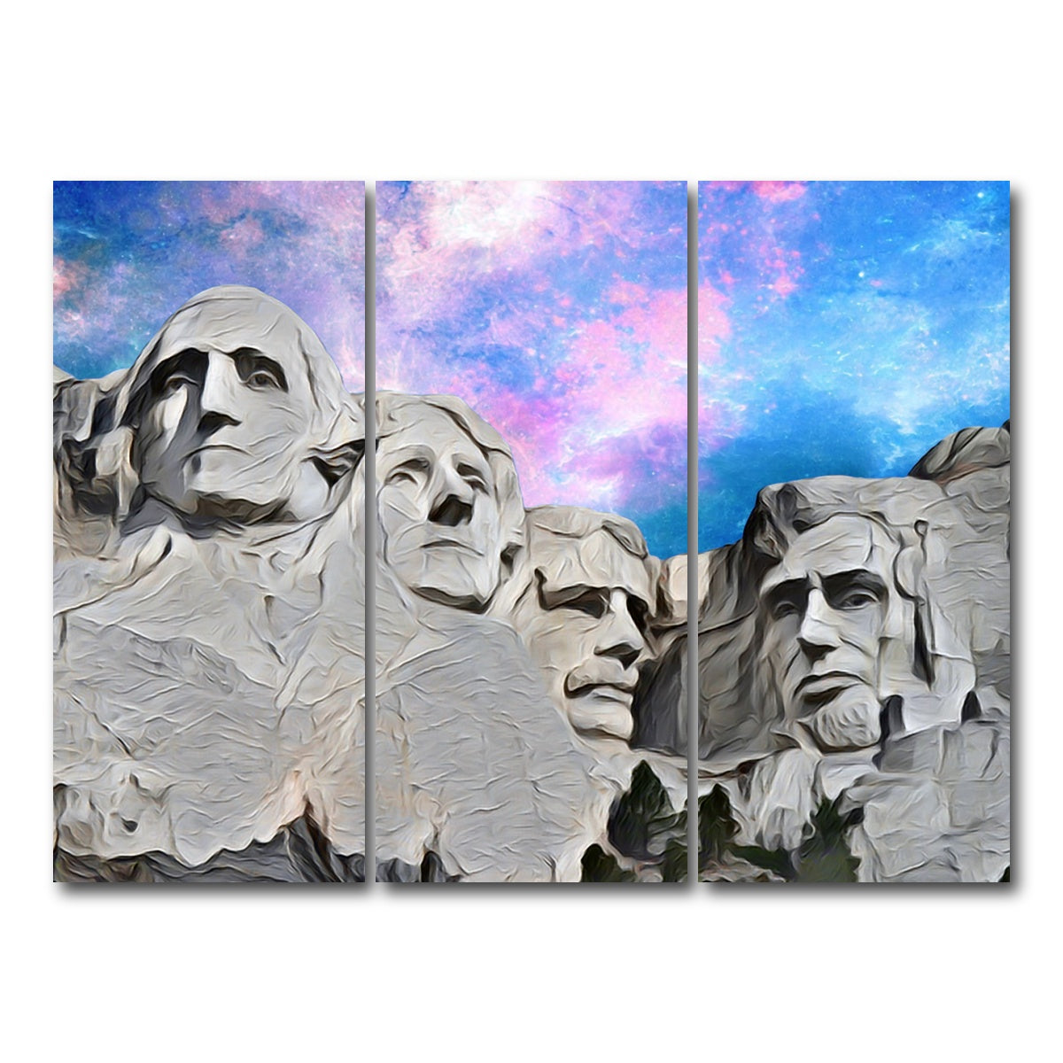 AUTO-MOCKUP WHITE | Mount Rushmore Abstract | 3 Piece | Gallery Wrap Canvas | group=8x18