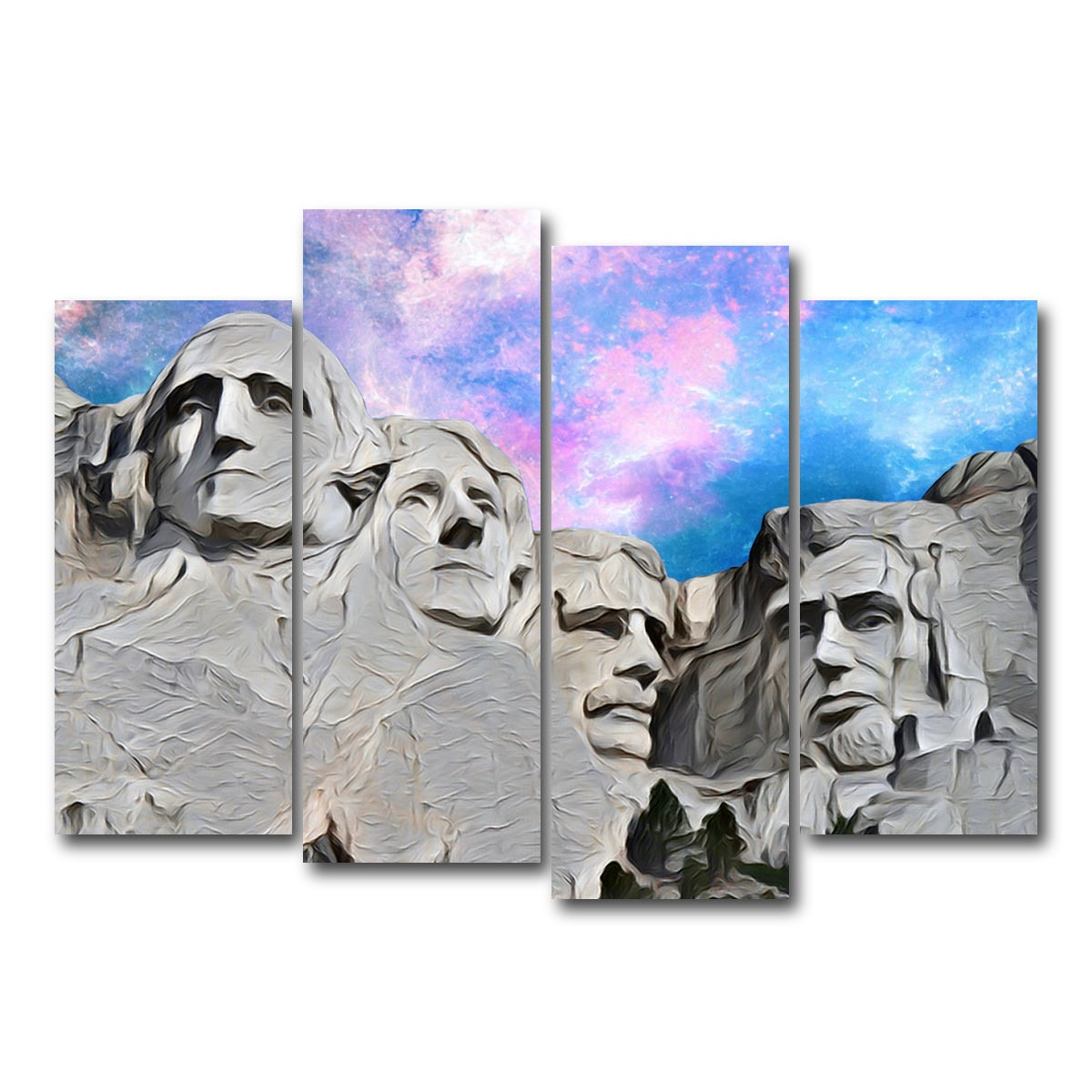 AUTO-MOCKUP WHITE | Mount Rushmore Abstract | 4 Piece | Gallery Wrap Canvas | group=4_normal