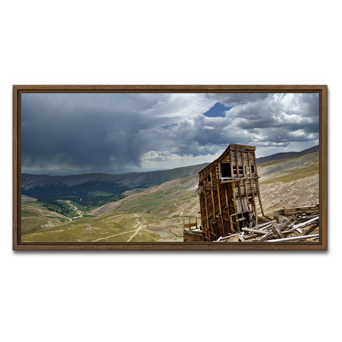 AUTO-MOCKUP WHITE | Mount Sherman Hilltop Mine Ruins | 1 Piece | Walnut Framed Canvas | group=2x1