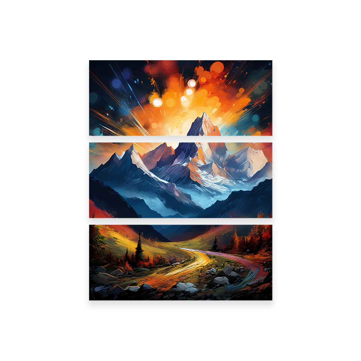 Mountain Colored Oil Paint Wall Art