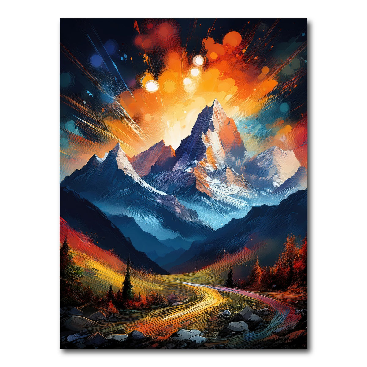 AUTO-MOCKUP WHITE | Mountain Colored Oil Paint | 1 Piece | Gallery Wrap Canvas | group=3x4