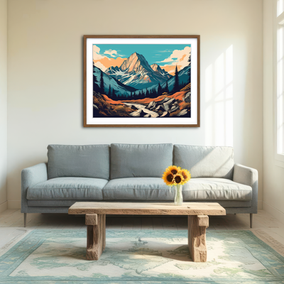 AUTO-MOCKUP ROOM | Mountain Landscape Poster Wall Art