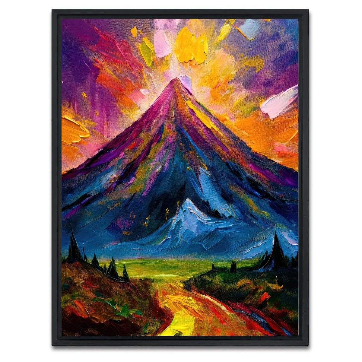 AUTO-MOCKUP WHITE | Mountain Painting | 1 Piece | Black Framed Canvas | group=3x4