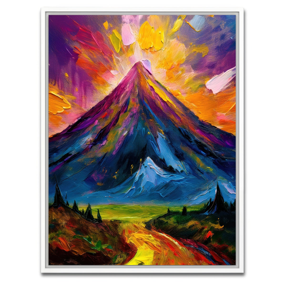 AUTO-MOCKUP WHITE | Mountain Painting | 1 Piece | White Framed Canvas | group=3x4