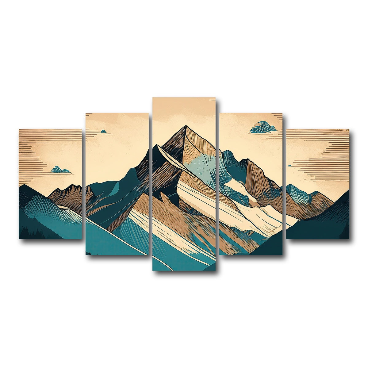 AUTO-MOCKUP WHITE | Mountain Vintage Poster | 5 Piece | Gallery Wrap Canvas | group=5_normal