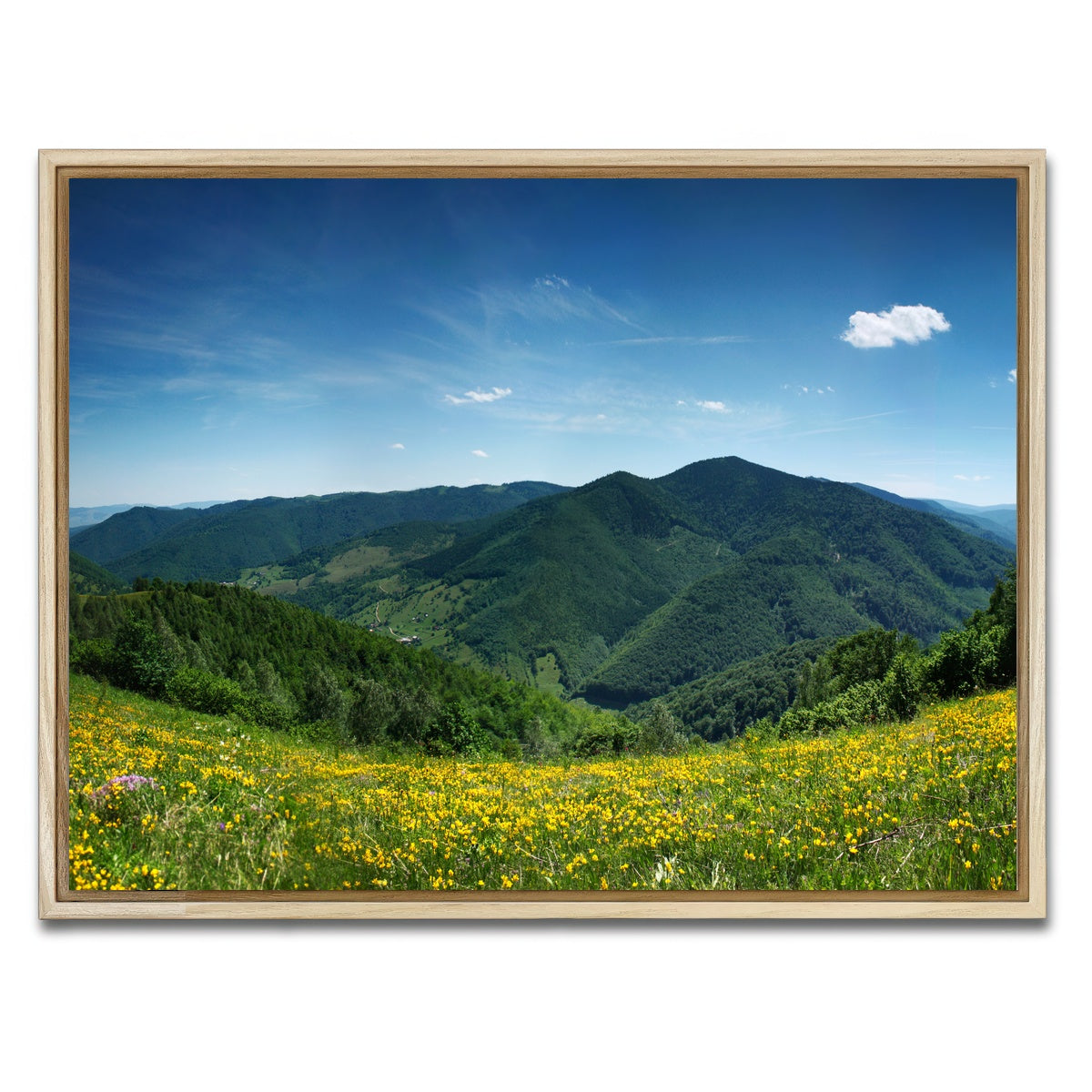 AUTO-MOCKUP WHITE | Mountain landscape panorama | 1 Piece | Natural Framed Canvas | group=4x3