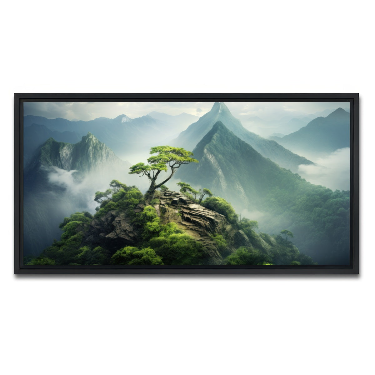 AUTO-MOCKUP WHITE | Mountain top scenery | 1 Piece | Black Framed Canvas | group=2x1