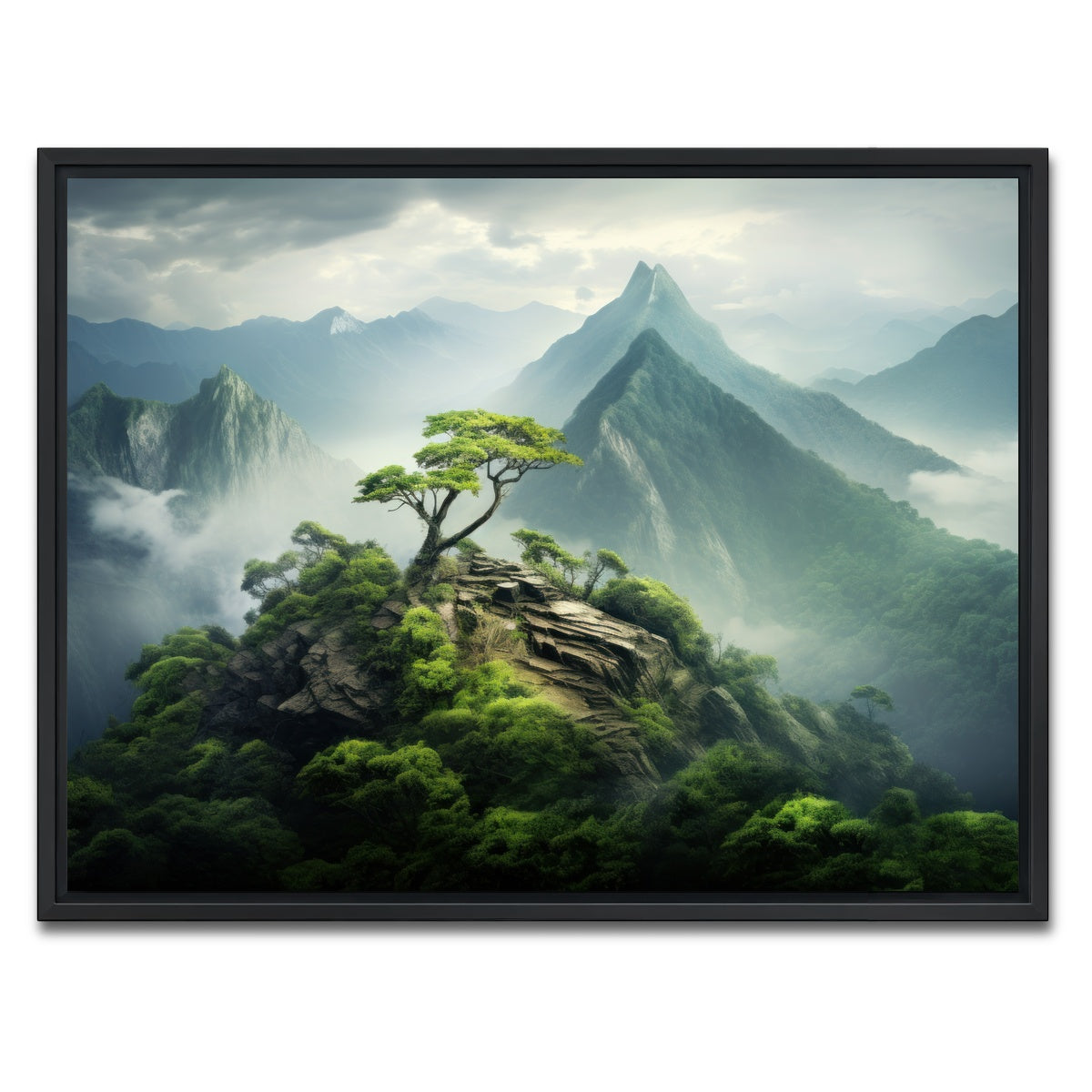 AUTO-MOCKUP WHITE | Mountain top scenery | 1 Piece | Black Framed Canvas | group=4x3