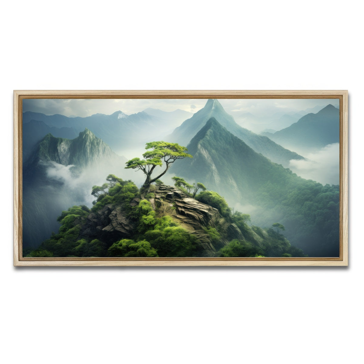 AUTO-MOCKUP WHITE | Mountain top scenery | 1 Piece | Natural Framed Canvas | group=2x1