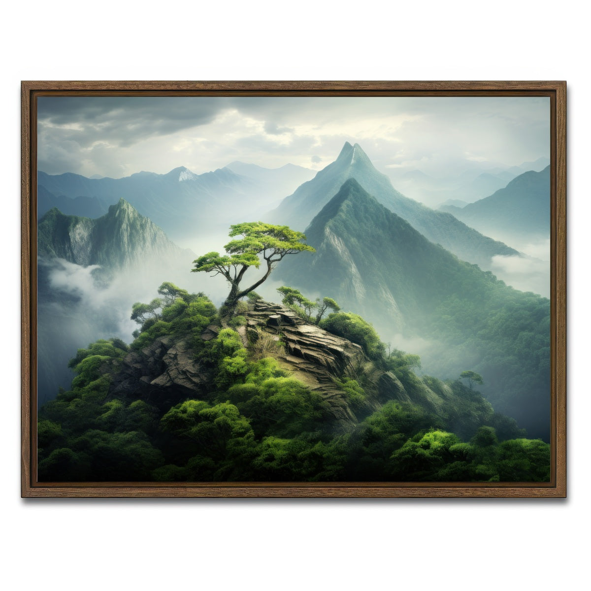 AUTO-MOCKUP WHITE | Mountain top scenery | 1 Piece | Walnut Framed Canvas | group=4x3